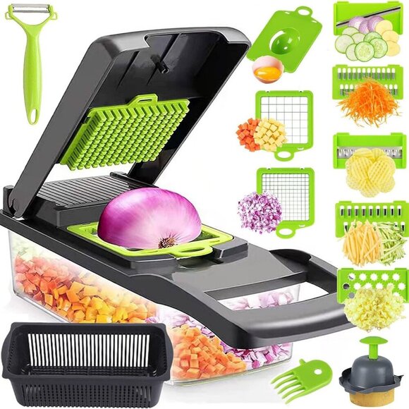 Vegetable Chopper, Pro Onion Choppers, Multifunctional 16 in 1 Food Slicing New! - Picture 1 of 8
